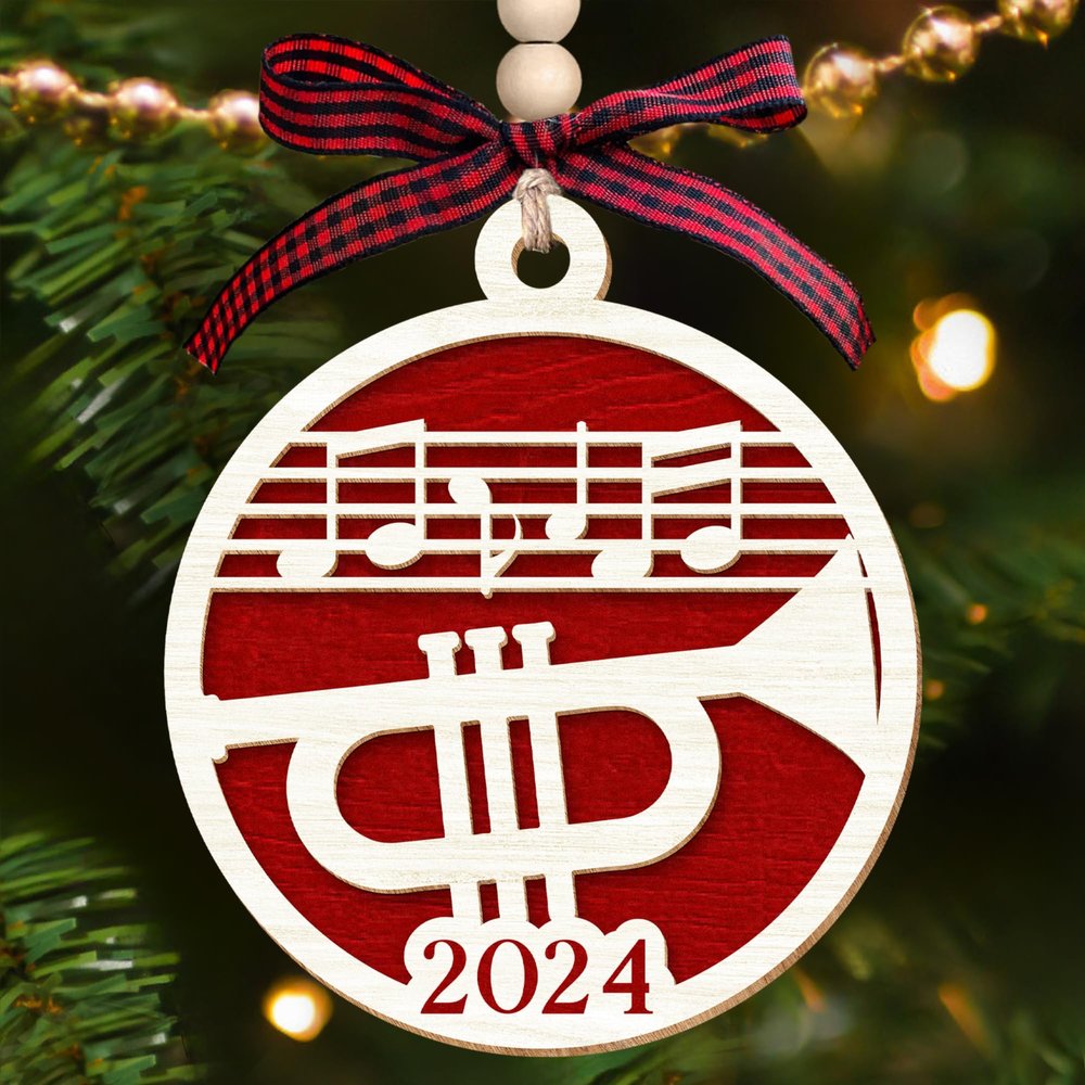 MAPDTWO Trumpet Ornament - Trumpet Player Gifts for Men, Women - Music Christmas Ornaments, Musical Instrument Christmas Ornaments - Wood Ornament 2024