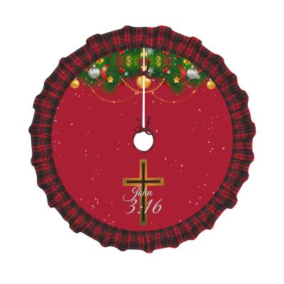Religious Cross John 3-16 Christmas Tree Skirt Multi-Size Christmas Festive Party Decorations