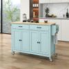 Kitchen Cart Island,Black Kitchen Carts With Storage,Kitchen Carts With Two Locking Wheels, Kitchen Island With 4 Door Cabinets And 2 Spacious Drawers,Adjustable BaffleSuit For Kitchen (Mint Green) view 2
