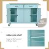 Kitchen Cart Island,Black Kitchen Carts With Storage,Kitchen Carts With Two Locking Wheels, Kitchen Island With 4 Door Cabinets And 2 Spacious Drawers,Adjustable BaffleSuit For Kitchen (Mint Green) view 4