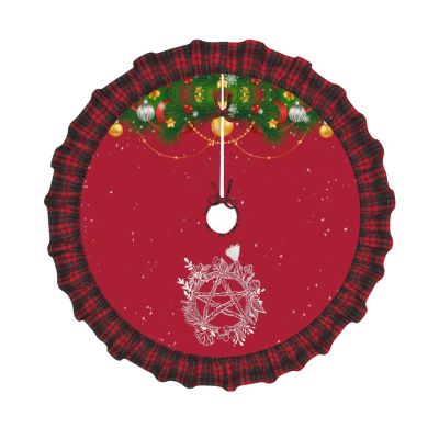 NJHGHHRT Goth Pentacle Wreath Wicca Witch Pagan Christmas Tree Skirt Multi-Size Christmas Festive Party Decorations, Black