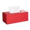 Tissue Box Holder Leather Tissue Box Holder Rectangle Tissue Box Cover Case Napkin Holder for Home Office Car Red Paper Towel Holders view 1
