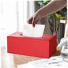 Tissue Box Holder Leather Tissue Box Holder Rectangle Tissue Box Cover Case Napkin Holder for Home Office Car Red Paper Towel Holders view 3