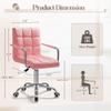Furmax Vanity Office Chair with Wheels,Makeup PU Leather Executive Chair Modern Adjustable Home Desk Retro Comfortable Work Chair 360 Degree Swivel with Arms (Pink) view 3