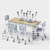 Brelley Kids Table and 6 Chairs Set, Height Adjustable Toddler Desk and Chair Set, Graffiti Desktop, Classroom/Daycare/Home, Children Multi-Activity Table for Ages 2-8 view 2