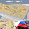 Brelley Kids Table and 6 Chairs Set, Height Adjustable Toddler Desk and Chair Set, Graffiti Desktop, Classroom/Daycare/Home, Children Multi-Activity Table for Ages 2-8 view 4