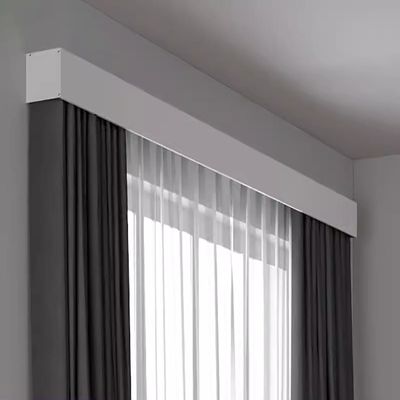 ENHEN Ceiling Curtain Track Wall Mounted Curtain Valance Boards Box, Bedroom Bay Windows Privacy Curtain Pelmet Track System with Double Rails, Included Fittings(335cm/131.9in/11ft)