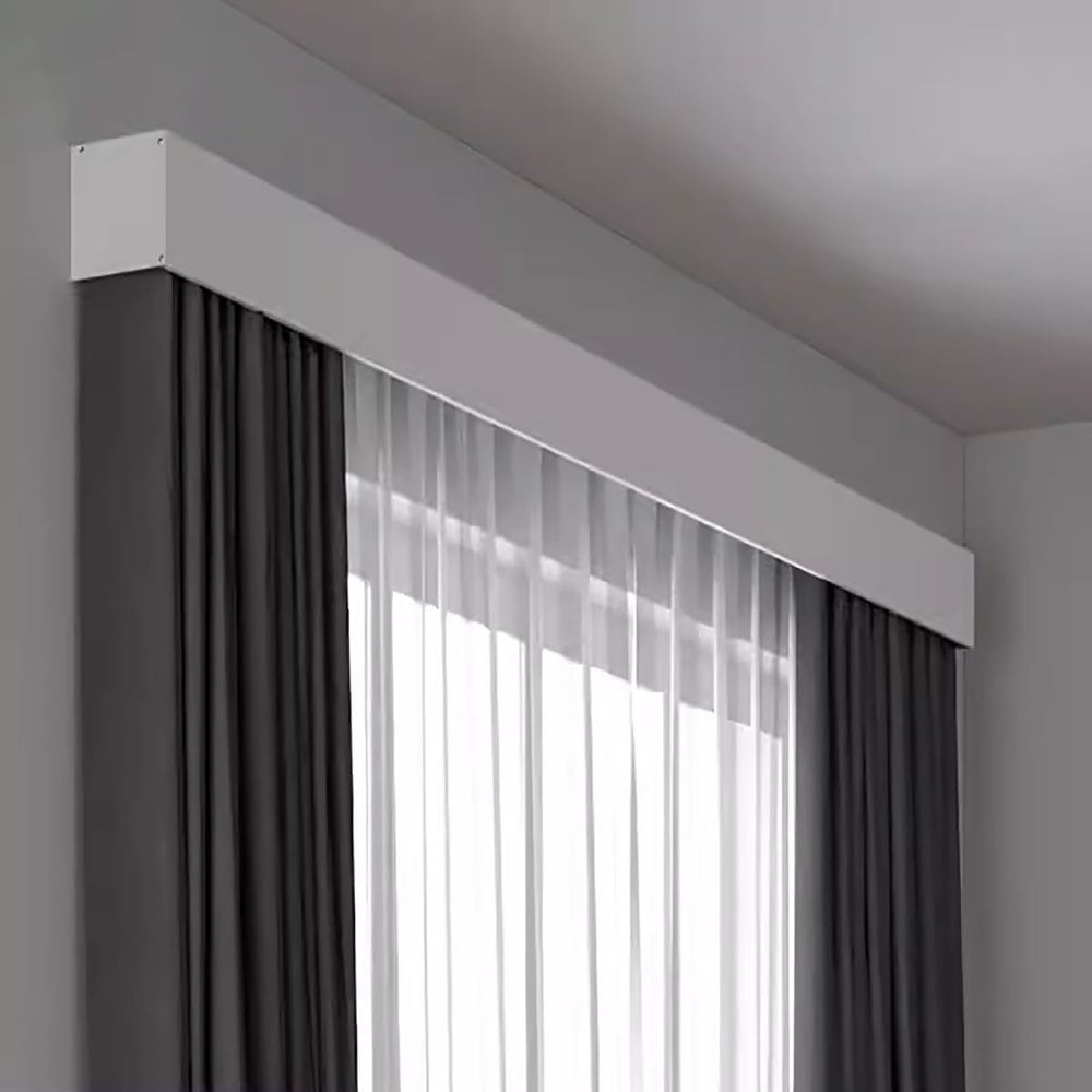 ENHEN Ceiling Curtain Track Wall Mounted Curtain Valance Boards Box, Bedroom Bay Windows Privacy Curtain Pelmet Track System with Double Rails, Included Fittings(335cm/131.9in/11ft)