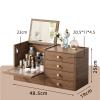 DTSMBTZ Jewelry and Makeup Storage Box with Mirror, DIY Organizer for Bedroom, Bathroom, Living Room, Brown view 4