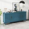 Bituman 70.07''Large Size 4-Door Buffet Cabinet with Storage, Modern Free Standing Kitchen Sideboard with 4 Metal Handles and Adjustable Shelves for Dining Room Living Room Hallway, Peacock Blue view 3