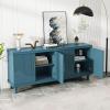 Bituman 70.07''Large Size 4-Door Buffet Cabinet with Storage, Modern Free Standing Kitchen Sideboard with 4 Metal Handles and Adjustable Shelves for Dining Room Living Room Hallway, Peacock Blue view 4