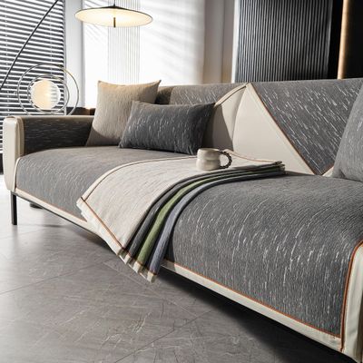 Rosygulls Simple Chenille Couch Cover Washable,Light Luxury Anti-Slip Chenille Sofa Slipcovers,1-Piece Sofa Cover Suitable for All Seasons,Couch Protectors Hemming-Gray,Backrest 28x35in/70x90cm