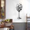 Wine Glass Metal Wall Decor, Glass Wall Art, Wine Bar Metal Sign, Line Art Wall Decor Dining Room, Home Bar (White, 24"x10" | 60x24cm) view 2