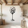 Wine Glass Metal Wall Decor, Glass Wall Art, Wine Bar Metal Sign, Line Art Wall Decor Dining Room, Home Bar (White, 24"x10" | 60x24cm) view 3