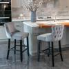 YiaFurio Counter Height Bar Stools Set of, 26" H Swivel Bar Stool with Wing-Back,Velvet Counter Stool, Solid Wood Legs, Retro Upholstered Barstools for Kitchen Island, Home Bar, Pub view 1