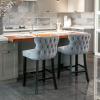 YiaFurio Counter Height Bar Stools Set of, 26" H Swivel Bar Stool with Wing-Back,Velvet Counter Stool, Solid Wood Legs, Retro Upholstered Barstools for Kitchen Island, Home Bar, Pub view 3