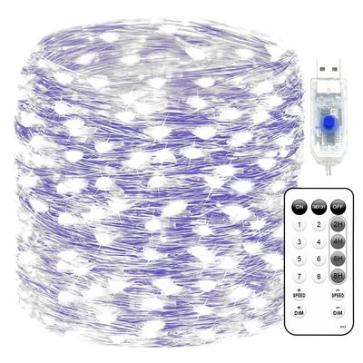 Fairy Lights 66ft 200 LED USB Twinkle String Lights Plug in Copper Wire Lights with Remote and Timer 8 Modes Outdoor Waterproof Starry Lights DIY Party Wedding Christmas Decoration(Cool White)