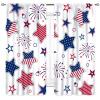 4th of July Curtains, Independence Day Patriotic Star Fireworks American Flag Farmhouse Country Red White Blue Window Drapery Treatments for Bedroom Living Room Kitchen Bathroom 2 Panels, 63"x63" Inch view 2