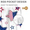 4th of July Curtains, Independence Day Patriotic Star Fireworks American Flag Farmhouse Country Red White Blue Window Drapery Treatments for Bedroom Living Room Kitchen Bathroom 2 Panels, 63"x63" Inch view 4