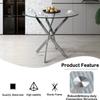 Goderfuu 36" Modern Round Table Set of 4, Tempered Glass Top and 4 Beige Velvet Chairs, Luxury Kitchen Table with Silver Stainless Steel X-Legs, 5 Piece Circle Dining Set view 4