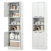 Tangkula 75" Tall Bathroom Storage Cabinet, Bathroom Floor Cabinet with 4 Doors & 2 Open Shelves, 4 Anti-toppling Devices, Freestanding Large Cabinet for Bathroom Living Room Kitchen (White Oak, 75"H) view 1