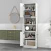 Tangkula 75" Tall Bathroom Storage Cabinet, Bathroom Floor Cabinet with 4 Doors & 2 Open Shelves, 4 Anti-toppling Devices, Freestanding Large Cabinet for Bathroom Living Room Kitchen (White Oak, 75"H) view 2