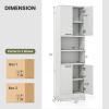 Tangkula 75" Tall Bathroom Storage Cabinet, Bathroom Floor Cabinet with 4 Doors & 2 Open Shelves, 4 Anti-toppling Devices, Freestanding Large Cabinet for Bathroom Living Room Kitchen (White Oak, 75"H) view 3
