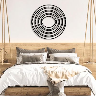 Geometrical Metal Wall Decor, Round Metal Wall Decor, Modern Metal Wall Art, Geometric Wall Decor, Round Wall Decor, Modern Wall Art, Living Room, Bedroom, Kitchen Wall Hangings (Black, 24"x 24"| 62x62cm)