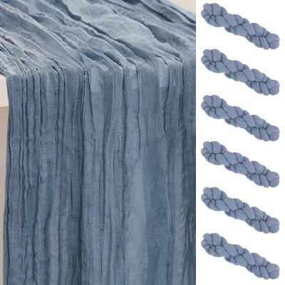 6 Pack Dusty Blue Cheesecloth Table Runner 35x120 Inch 10Ft Rustic Gauze Cheese Cloth Table Runner Sheer Cheesecloth Table Runners for Wedding Party Bridal Shower Decoration
