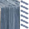 6 Pack Dusty Blue Cheesecloth Table Runner 35x120 Inch 10Ft Rustic Gauze Cheese Cloth Table Runner Sheer Cheesecloth Table Runners for Wedding Party Bridal Shower Decoration view 1