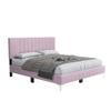 Woodpecker's Inc Dean Queen Size Velvet Bed in Pink with Silver Metal Legs view 1