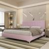Woodpecker's Inc Dean Queen Size Velvet Bed in Pink with Silver Metal Legs view 2