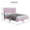 Woodpecker's Inc Dean Queen Size Velvet Bed in Pink with Silver Metal Legs view 3