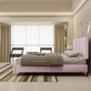Woodpecker's Inc Dean Queen Size Velvet Bed in Pink with Silver Metal Legs view 4