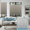 BERISSA Top Down Bottom Up Cordless Cellular Shades, Pull Down Blackout Jacquard Streaks Fabric Honeycomb Blinds for Window and Skylights(55" W x 64" H) Beige view 3