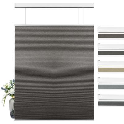 BERISSA Top Down Bottom Up Cordless Cellular Shades, Pull Down Blackout Jacquard Streaks Fabric Honeycomb Blinds for Window and Skylights(70.5" W x 72" H) Brown
