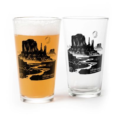 Black Lantern Themed Pint Glasses  National Park Designs for Craft Beer Enthusiasts and Home Bars - (Set of Two 16oz. Glasses) Unique Everyday Drinking Glasses & Glassware Set of 2 (Canyonlands)