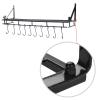 MOUMOUTEN Metal Hanging Pan Pot Rack, Black Wall Mounted Portable with 10 Hook Holder Easy Installation Kitchen Storage Organizer for Kitchen (45CM) view 2