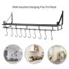 MOUMOUTEN Metal Hanging Pan Pot Rack, Black Wall Mounted Portable with 10 Hook Holder Easy Installation Kitchen Storage Organizer for Kitchen (45CM) view 4