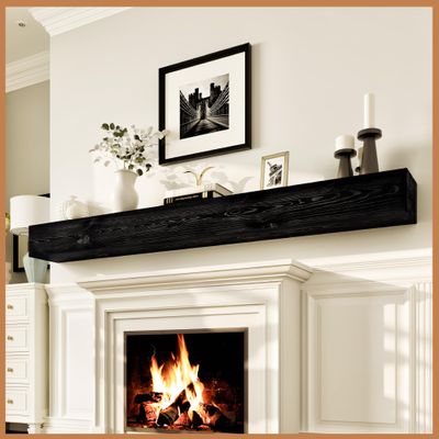 Avana Rustic Fireplace Mantle Shelf 84 Inches for Home Decor/Wall Decor - Handcrafted Wood Shelf for Wall - Decorative Fireplace Mantel Shelf - Farmhouse Mantle Decor 84 X 8 X 5 - Espresso