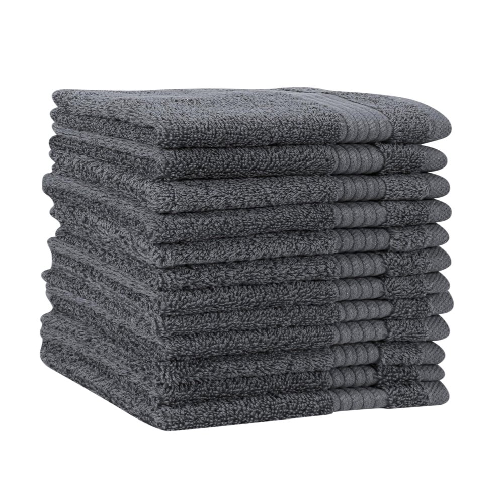 Generic Allure Turkish Cotton Wash Cloth Towels, 100% Long Fiber Turkish Cotton - Thick, Soft, Highly Absorbent, and Quick-Drying - 600 GSM for Plushness, Set of 12 - (Gray)