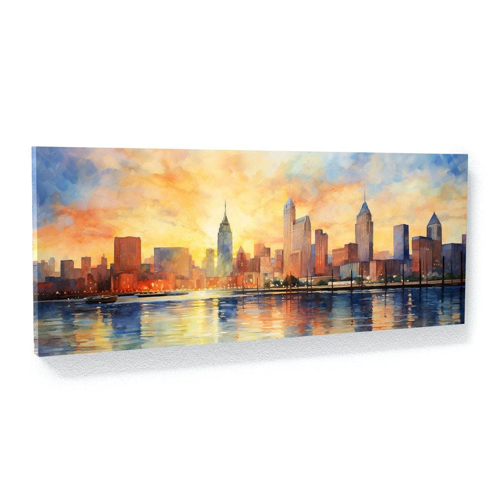 Sense Canvas Cleveland City 15 Canvas Art - Home Decor Wall Art Print Poster Painting Small 20x8 / 1.5"