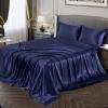 Threadinbox 100% Mulberry Silk Duvet Cover Set - 3-Piece Set - 30 Momme Grade 6A Mulberry Silk - Features Zipper Closure and Corner Ties, King/Cal-King 94x104 (3 Piece)- Purple Solid view 1