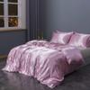 Threadinbox 100% Mulberry Silk Duvet Cover Set - 1-Piece Set - 30 Momme Grade 6A Mulberry Silk - Features Zipper Closure and Corner Ties, Oversized Queen 100x100 (1 Piece)- Pink Solid view 1