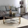 Acme Abisha Metal/Glass Coffee Table with Stone Top in Black/Champagne Gold view 2