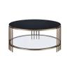 Acme Abisha Metal/Glass Coffee Table with Stone Top in Black/Champagne Gold view 3
