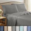 4 Piece King Sheet Set | King Size Bed Sheets Set | Lightweight Breathable 100% Cotton Sheets | Wrinkle Resistant & Fade Resistant Sateen Sheets | Silky Soft & Durable | Gray view 1
