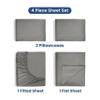 4 Piece King Sheet Set | King Size Bed Sheets Set | Lightweight Breathable 100% Cotton Sheets | Wrinkle Resistant & Fade Resistant Sateen Sheets | Silky Soft & Durable | Gray view 2