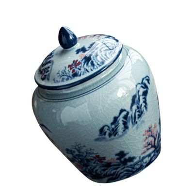 FUNOMOCYA Ceramic Loose Tea Jar with Airtight Seal Vintage Chinese Style Tea Container for Home Storage Small Decorative Canister for and Candy