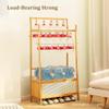 Coat Rack Garment Rail Bamboo Clothes Rail Stand, Stable Clothes Rack With Double Clothes Rail, Free Standing Garment Rack With Storage Shelves Coat Rack For Dr view 4